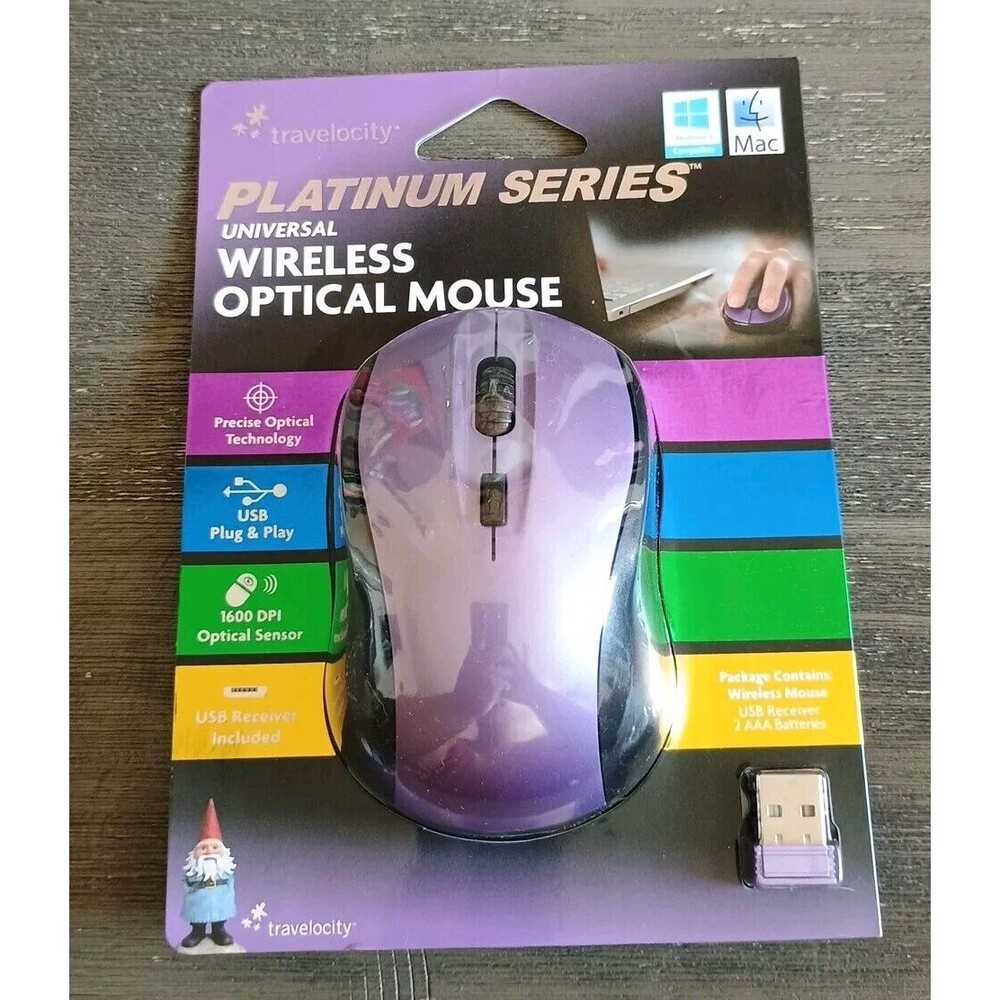 Travelocity Platinum Series Universal Optical Mouse Purple New